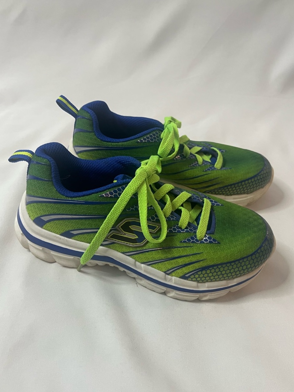 Skechers Kids Green and Blue Lace-Up Sneakers